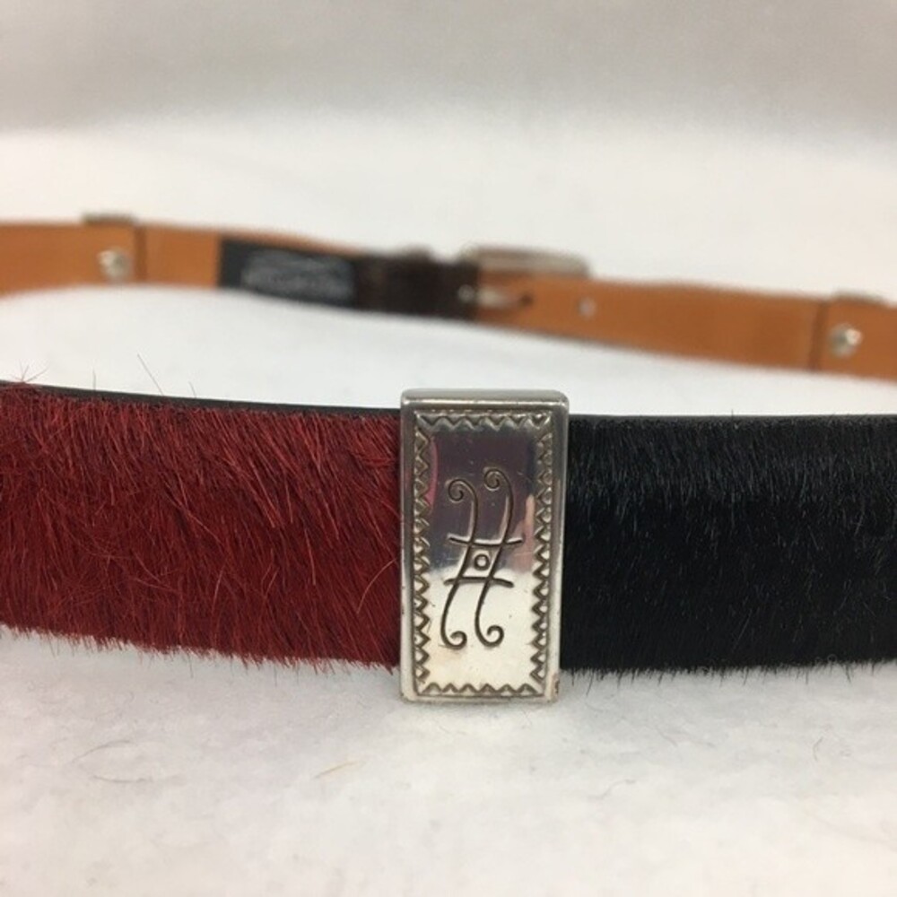 Brighton Pony Hair Black & Silver Metallic Concho Leather Belt M - Picture 7 of 9